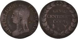 World Coins - Coin, France, Dupré, 5 Centimes, AN 7, Bordeaux, , Bronze, KM:640.8