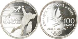 World Coins - Coin, France, Speed skaters, 100 Francs, 1990, Albertville 92,