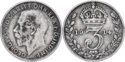 World Coins - Coin, Great Britain, George V, 3 Pence, 1914, , Silver, KM:813