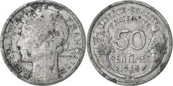 World Coins - France, 50 Centimes, Morlon, 1945, Castelsarrasin, Aluminum,