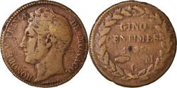 World Coins - Coin, Monaco, Honore V, 5 Centimes, Cinq, 1837, Monaco, Grosse tête et Cuivre