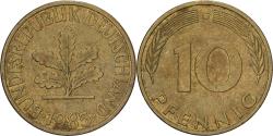 World Coins - Federal Republic of Germany, 10 Pfennig, 1985, Karlsruhe, Brass Clad Steel
