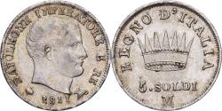 World Coins - Kingdom of Italy, Napoleon I, 5 Soldi, 1811, Milan, Silver,