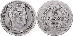 World Coins - France, 1/4 Franc, Louis-Philippe, 1835, Paris, Silver, , Gadoury:355