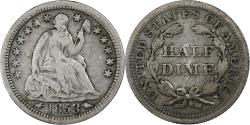 Us Coins - United States, Half Dime, Seated Liberty, 1853, Philadelphia, Silver,
