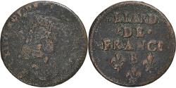 World Coins - France, Louis XIV, Liard, 1655, Pont-de-l'Arche, Copper, , Gadoury:80
