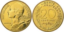 World Coins - France, 20 Centimes, Marianne, 1969, Paris, FDC, Aluminum-Bronze,