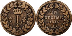 World Coins - France, Louis XVIII, 1 Décime, 1815, Strasbourg, Bronze,