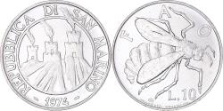 World Coins - Coin, San Marino, 10 Lire, 1974, Rome, , Aluminum, KM:33