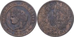 World Coins - France, 5 Centimes, Cérès, 1874, Bordeaux, Bronze, , Gadoury:157a
