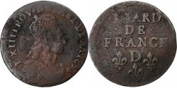 World Coins - France, Louis XIV, Liard de France, 1656, Lyon, Copper, , Gadoury:80