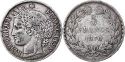 World Coins - France, 5 Francs, Cérès, 1870, Bordeaux, Silver, , Gadoury:742