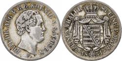 World Coins - German States, SAXONY-ALBERTINE, Friedrich August II, 1/6 Thaler, 1/4 Gulden