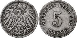 World Coins - GERMANY - EMPIRE, Wilhelm II, 5 Pfennig, 1905, Berlin, Copper-nickel,