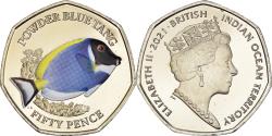 World Coins - Coin, British Indian Ocean, Powder Blue Tang., 50 Pence, 2021, FDC.colorisée.