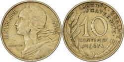 World Coins - France, 10 Centimes, Marianne, 1967, Paris, Aluminum-Bronze,