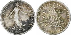 World Coins - France, 50 Centimes, Semeuse, 1918, Paris, Silver, , Gadoury:420
