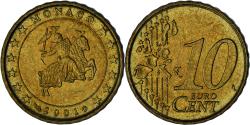 World Coins - Monaco, Rainier III, 10 Euro Cent, 2001, Paris, , Brass, Gadoury:MC175