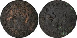 World Coins - France, Louis XIII, Double Tournois, 1618, Poitiers, Copper,