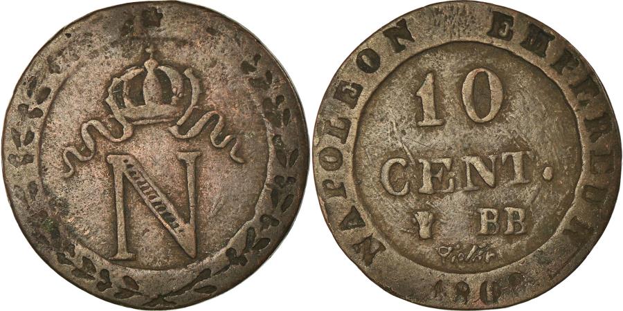 World Coins - Coin, France, Napoléon I, 10 Centimes, 1808, Strasbourg, , Billon