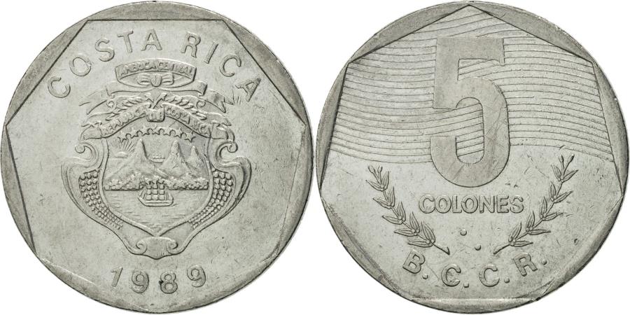 Costa Rica, 5 Colones, 1989, , Stainless Steel, KM:214.1 | North ...