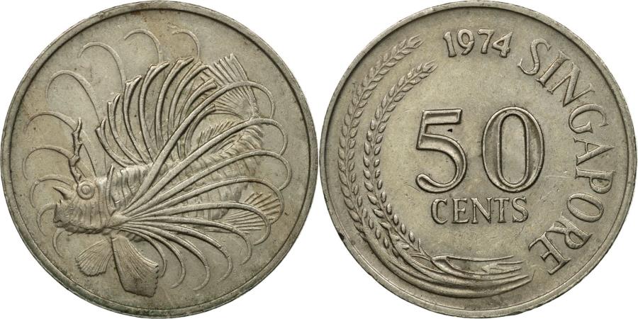 Coin, Singapore, 50 Cents, 1974, Singapore Mint, , Copper-nickel, KM:5
