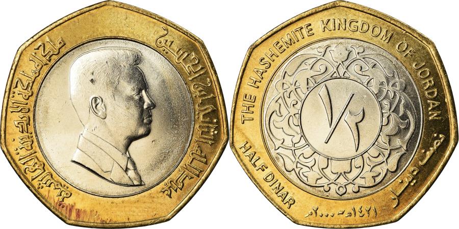 Coin, Jordan, Abdullah II, 1/2 Dinar, 2000, , Bi-Metallic, KM:79