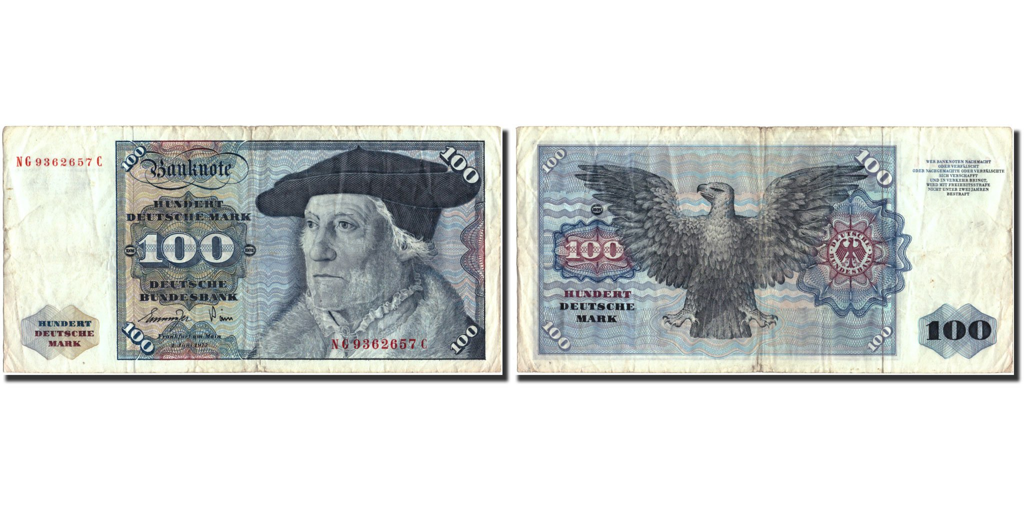 品質保証，セール 旧紙幣 Mark ドイツ 100マルク(1977)、10マルク(1980