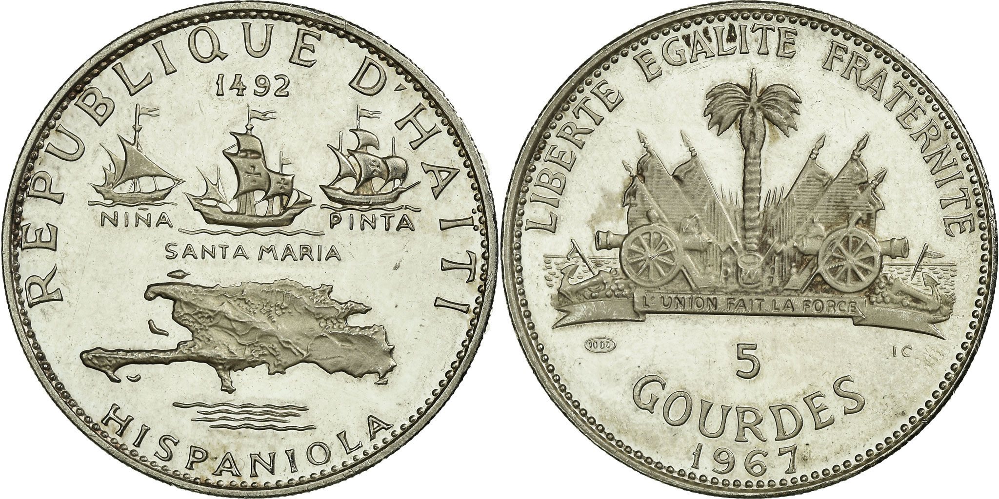 Coin, Haiti, 5 Gourdes, 1967, , Silver, KM:64.1 | North & Central