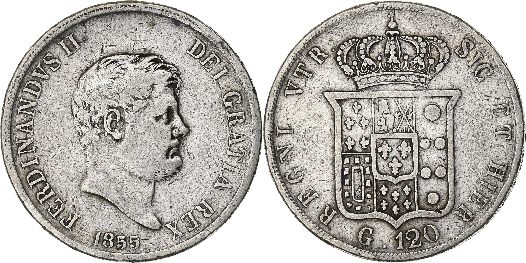 Kingdom of the Two Sicilies, NAPLES, Ferdinando II, 120 Grana