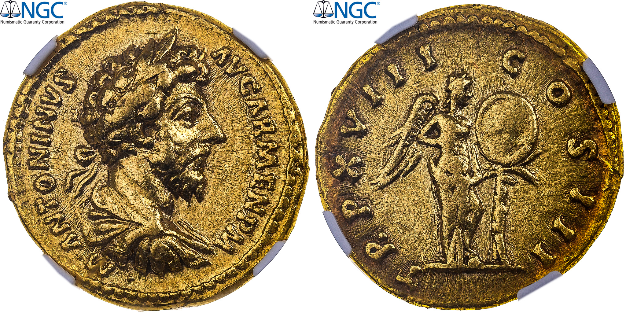 Marcus Aurelius, Aureus, 163-164, Rome, Gold, NGC, , RIC:116