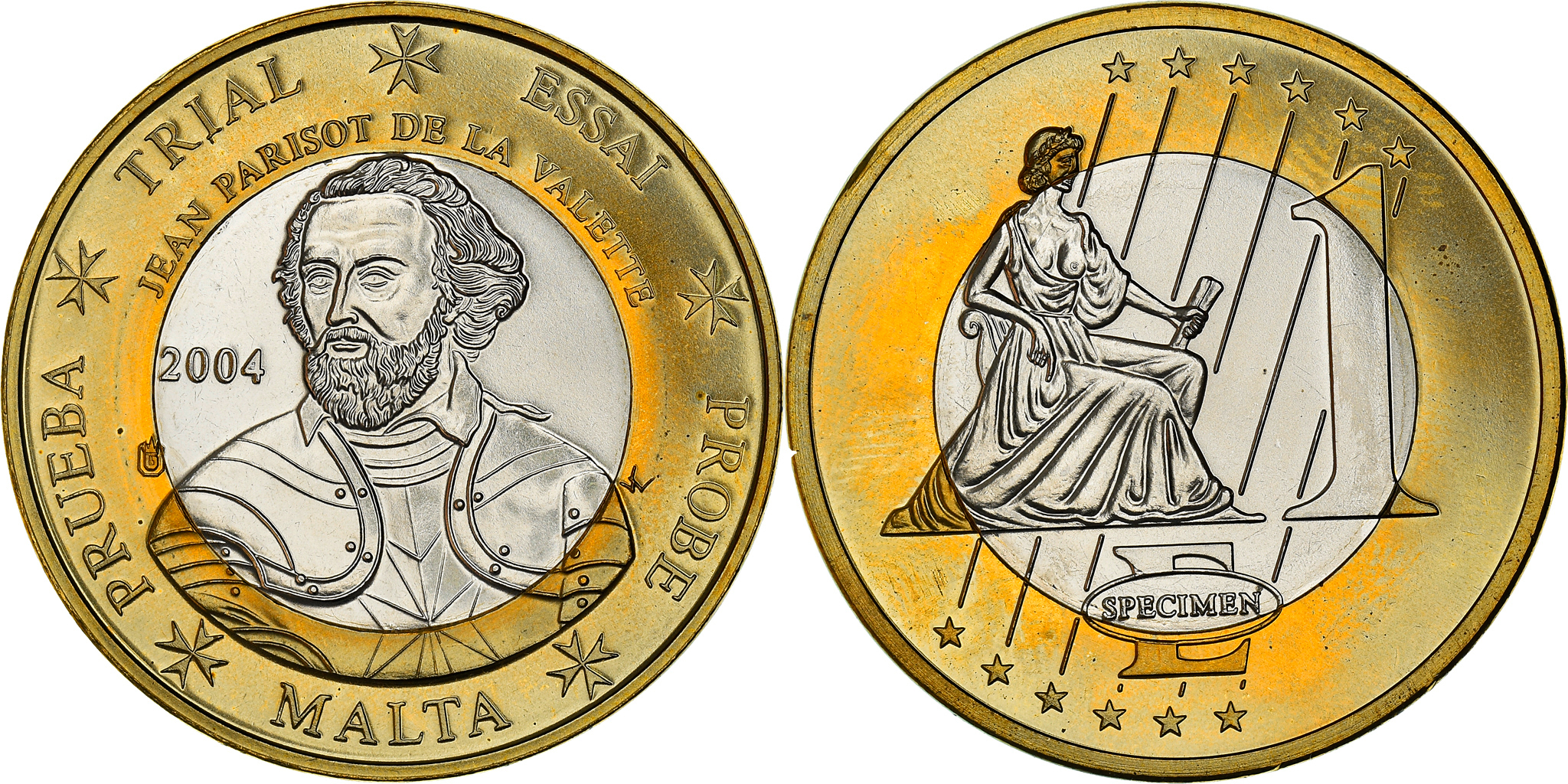 Malta, 1 Euro, Essai 1 euro, 2004, Specimen, , Bi-Metallic