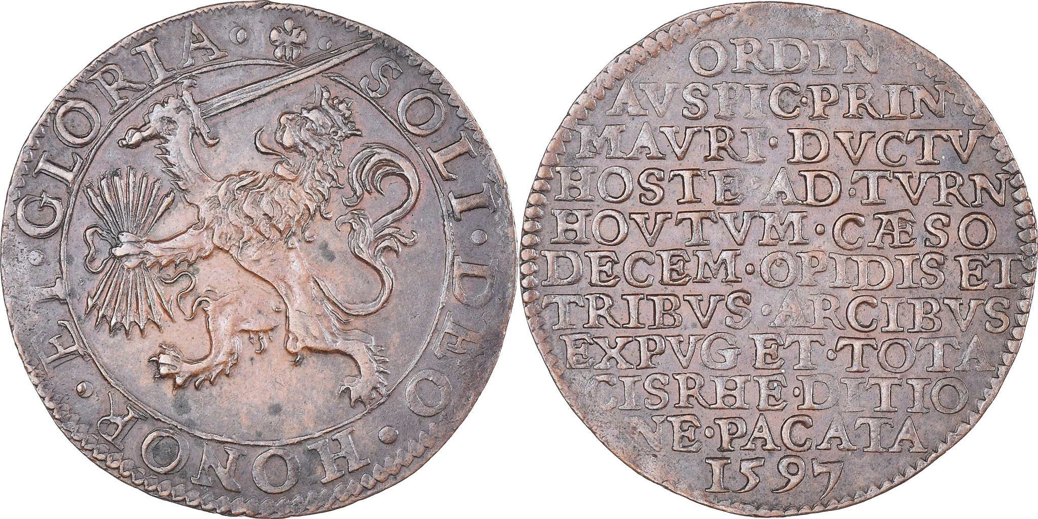 Netherlands, Token, Victory of Maurice of Orange at Turnhout, 1597,