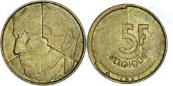 World Coins - Coin, Belgium, 5 Francs, 5 Frank, 1987