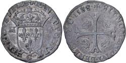 World Coins - France, Henri III, Douzain aux deux H, 1588, Saint-Lô, Billon,