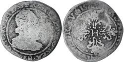 World Coins - France, Henri III, 1/4 Franc col fraisé, 1577, Rouen, Very rare,