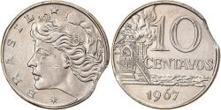 World Coins - Coin, Brazil, 10 Centavos, 1967, error clipped planchet,