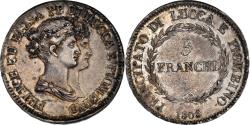 World Coins - Coin, ITALIAN STATES, LUCCA, Felix and Elisa, 5 Franchi, 1808, Firenze