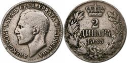 World Coins - Yugoslavia, Alexander I, 2 Dinara, 1925, Nickel-Bronze, , KM:6