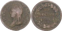 World Coins - Coin, France, Dupré, Decime, AN 8, Metz, , Copper, Gadoury:187a