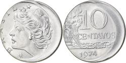 World Coins - Coin, Brazil, 10 Centavos, 1974, error off center strike, , Stainless