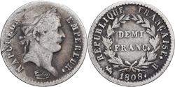 World Coins - France, 1/2 Franc, Napoléon I, 1808, Rouen, Silver, , KM:680.2