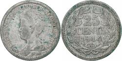 World Coins - Netherlands, Wilhelmina I, 25 Cents, 1914, Utrecht, Silver, , KM:146