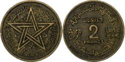 World Coins - Morocco, Mohammed V, 2 Francs, AH 1364/1945, Paris, Aluminum-Bronze,
