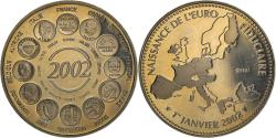 World Coins - France, Medal, Naissance de l'Euro Fiduciaire, Politics, 2002,