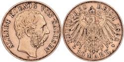 World Coins - German States, SAXONY-ALBERTINE, Albert, 10 Mark, 1898, Muldenhütten, Gold