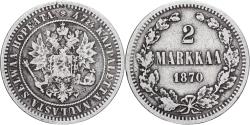 World Coins - Coin, Finland, Alexander II, 2 Markkaa, 1870, Helsinki, , Silver