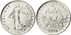 World Coins - France, 5 Francs, Semeuse, 1974, Paris, série FDC, Copper-nickel,
