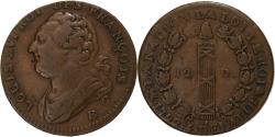 World Coins - France, Louis XVI, 12 Deniers, 1792 / AN 4, Rouen, Copper, , Gadoury:15