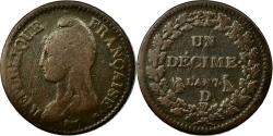 World Coins - Coin, France, Dupré, Decime, 1798, Lyon, , Bronze, Gadoury:187